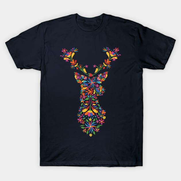 floral animal deer cute cartoon design T-Shirt by Midoart